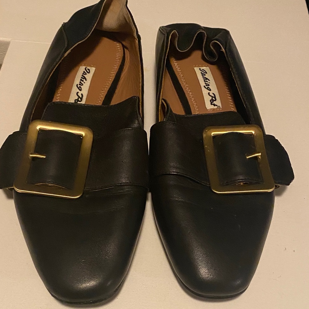 Darling Black Loafers with Gold Buckle